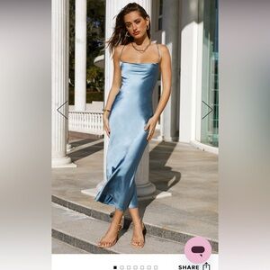 WHO LOVES YOU MIDI DRESS BLUE
